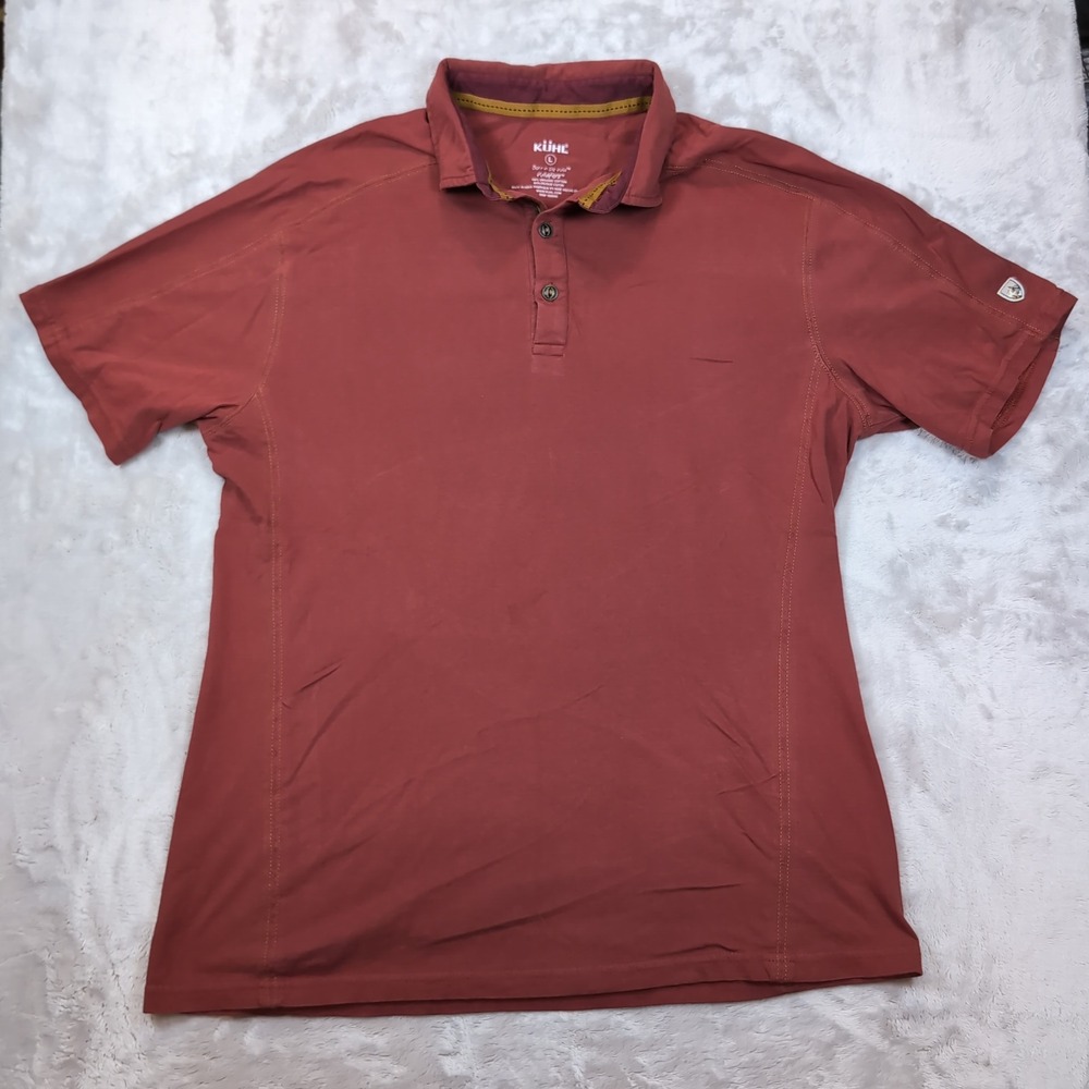 KUHL Wayfarer Polo Mens Large Red Short Sleeve Shirt Hiking Outdoor Gorpcore